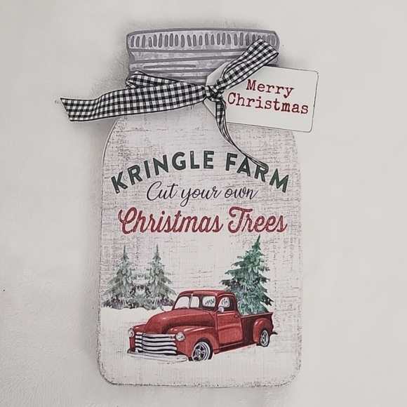Quill to Paper by Sixtrees Wooden Canning Jar Kringle Farm Christmas Trees (NWT) - Picture 1 of 6